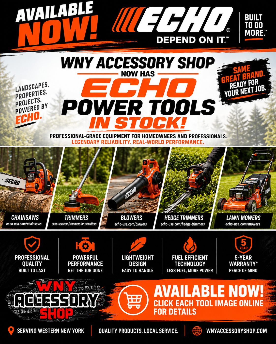 ECHO Power Tools Available Now at WNY Accessory Shop